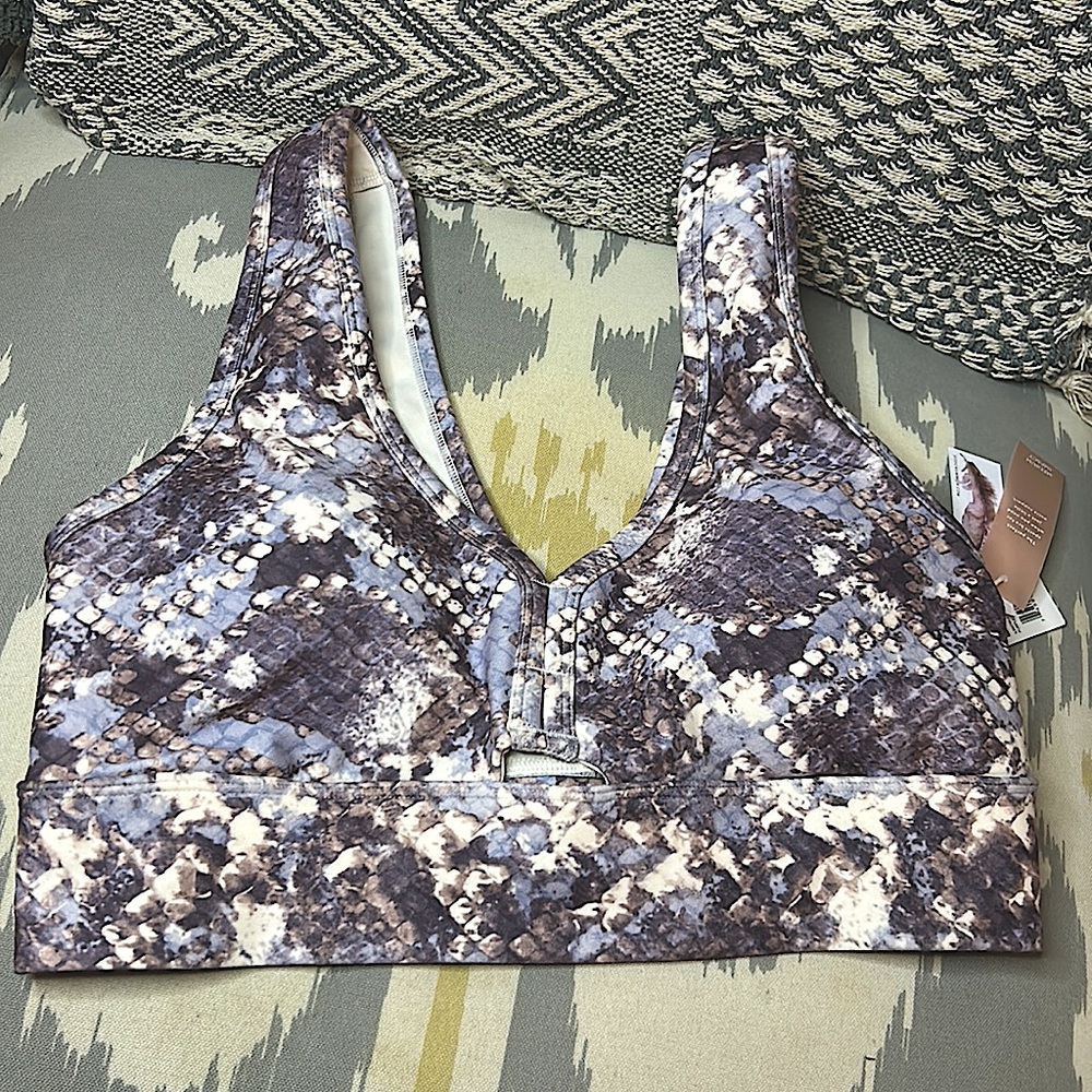 JESSICA SIMPSON Ladies M Purple Heather Cobra Medium Impact Sports Bra~NWT